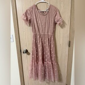 Pink mesh midi dress from sweet salt